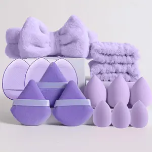 Makeup Tool Set, 15pcs Makeup Remover Face Wash Tool Set Including Beauty Blenders, Powder Puffs, Hair Band & Wristbands, Makeup Tool Kit for Women & Girls