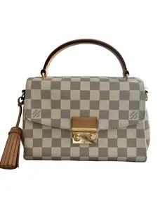 Pre-owned Louis Vuitton Coated Canvas and Leather Crossbody Bags Croisette Damier Azure
