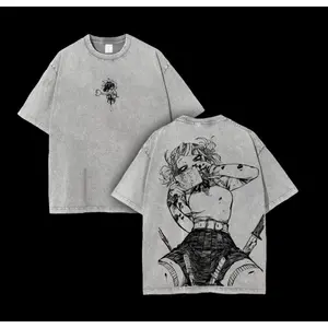 Toga Himiko My Hero Academia Anime Double Printed Vintage Washed Tee Unisex Oversize Anime Manga Washed Heavyweight Cotton T-shirt My Hero Academia anime merchandise