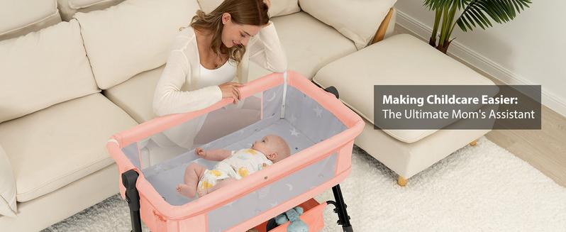 【New Year gift】Baby Bassinet Bedside Sleeper 3 in 1 - Adjustable Height, Adjustable Wheels, Travel Sleeper, Portable Design for 0-6 Months、12 Months Newborn bassinet for baby