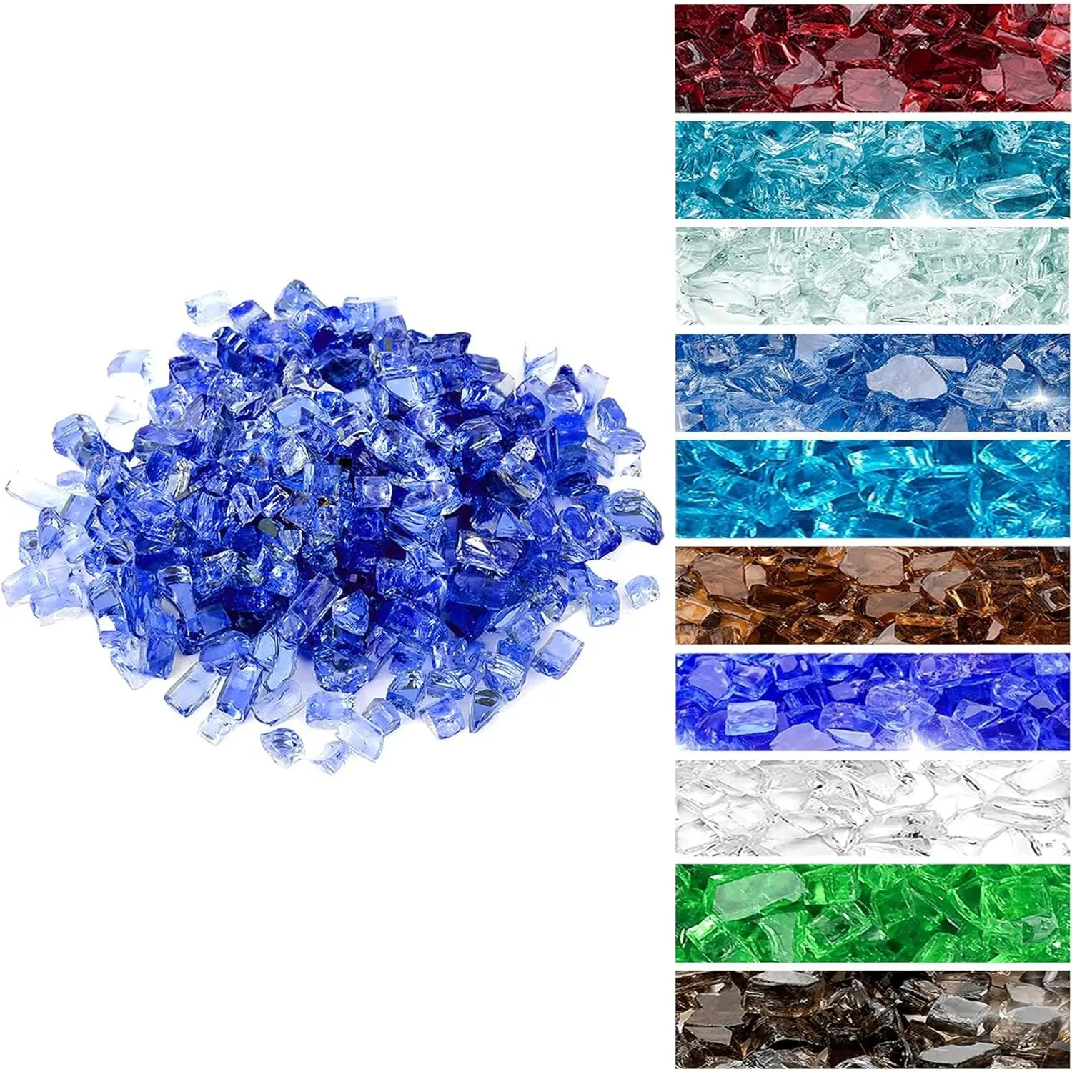 10 lbs Fire Glass for  Fire Pit, 1/2-Inch High Luster Fireplace Glass Rocks for Fire Pit Table, Cobalt Blue