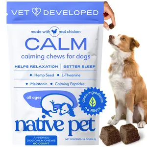 Native Pet Calming Chews for Dogs - Melatonin for Dogs Anxiety Relief - Grain Free All Natural Hemp Calming Treats & L-Theanine Helps Manage Stress & Separation Anxiety - Puppy Sleep Aid