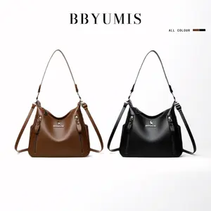 A sophisticated and soft-textured tote bag for urban commuting women, featuring multiple pockets on the front and sides, large enough to hold an iPad, umbrella, documents, card holder, cosmetics, etc.  Can be used as a handbag or shoulder bag.