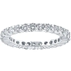 1.00CT Diamond Eternity Stackable Wedding Ring 14K White Gold