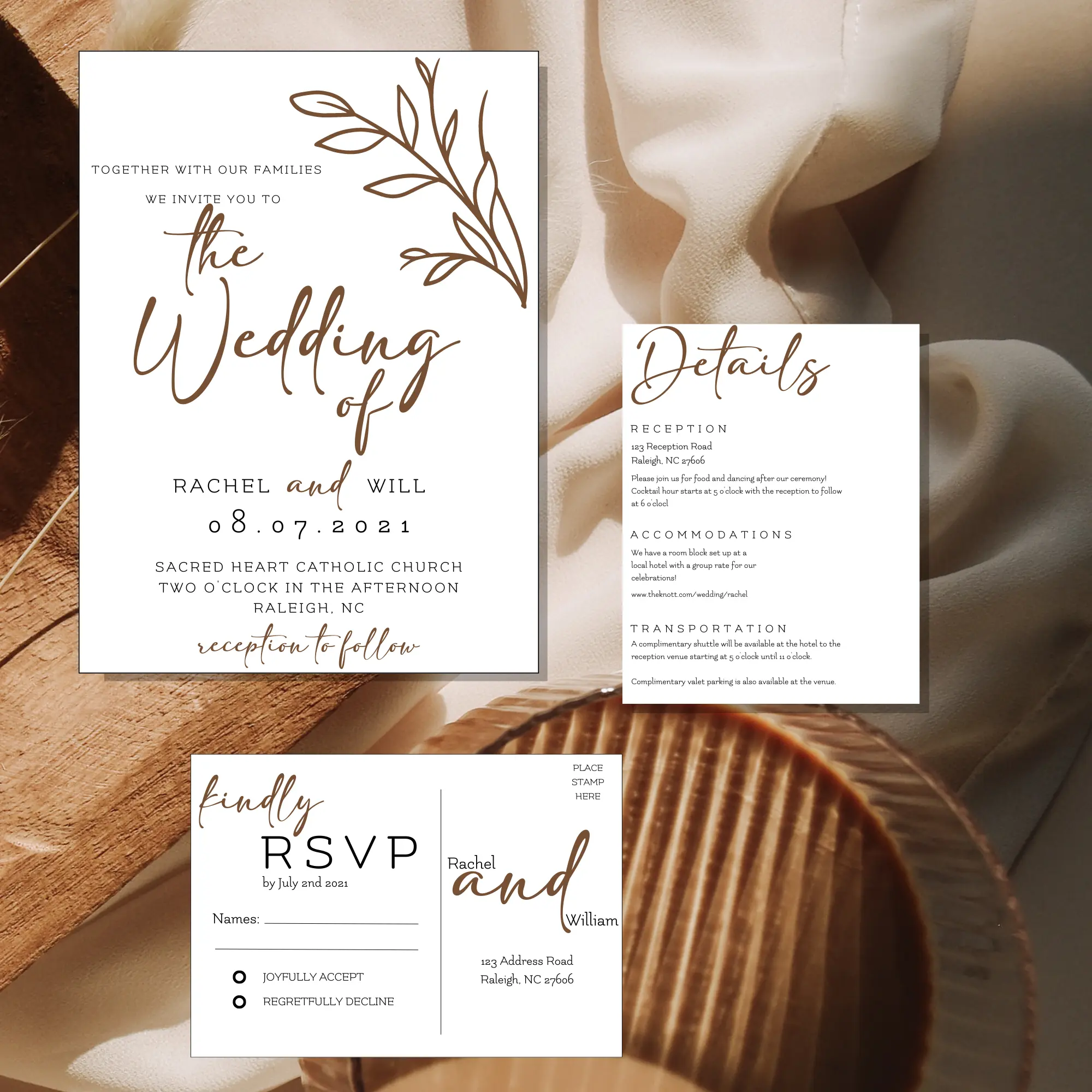 Handwritten Bohemian Wedding Invitation Set, Boho Wedding Invitation, Wedding Response Card, Free-Spirited Wedding Detail Card, Natural Wedding