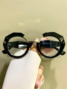 Round Glasses, Novelty Fashion Irregular Eyewear for Men and Women, Metal Hinges