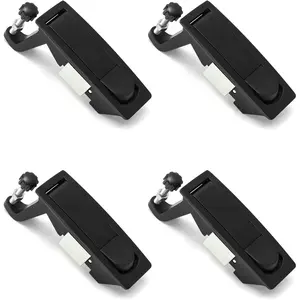 QWORK Compression Latch Lock, 4 Pack, Zinc Alloy, Flush Lever Latch, Adjustable Grip Range 0.04"-0.94", Black
