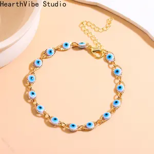 1pc 304 Stainless Steel Evil Eye Chain Bracelet, , Fashionable, and Versatile, Niche, Simple, Creative Lucky Accessory, Unisex