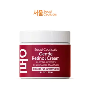 Gentle Retinol Cream - SeoulCeuticals 1% Korean Retinol Evening Cream - 97.5% Snail Mucin + 2% Niacinamide Moisturizer for Face - Gentle K Beauty for Sensitive Skin 2oz
