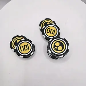 Magnetic Fidget Toy - Circular Design with Skulls and Number 10, Yellow and Black Color Scheme Stress Relief Fidgeting