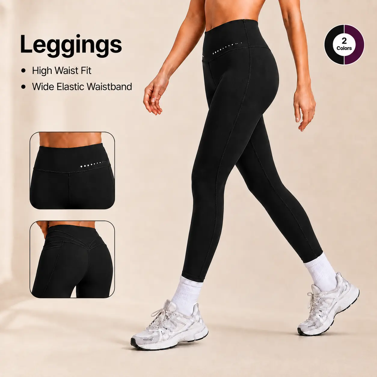 Women's High Waisted 7/8 Workout Leggings, Butt Lifting Body Sculpting Yoga Pants with Reflective Detail
