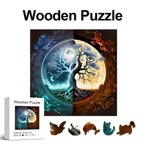 Unique Irregular Animal Shape Wooden Puzzle, Creative Handmade Decorative Toy, Holiday Gift, Home Decoration, Family Game, Wooden Jigsaw Puzzle