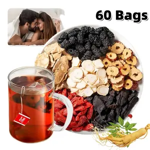Kidney Tea 60 Bag Ginseng Five Treasure Tea Formula Chinese Herbal Kidney Cleanse Detox Repair for Women Men, RedDate Wolfberry Health Tea Organic Beverage