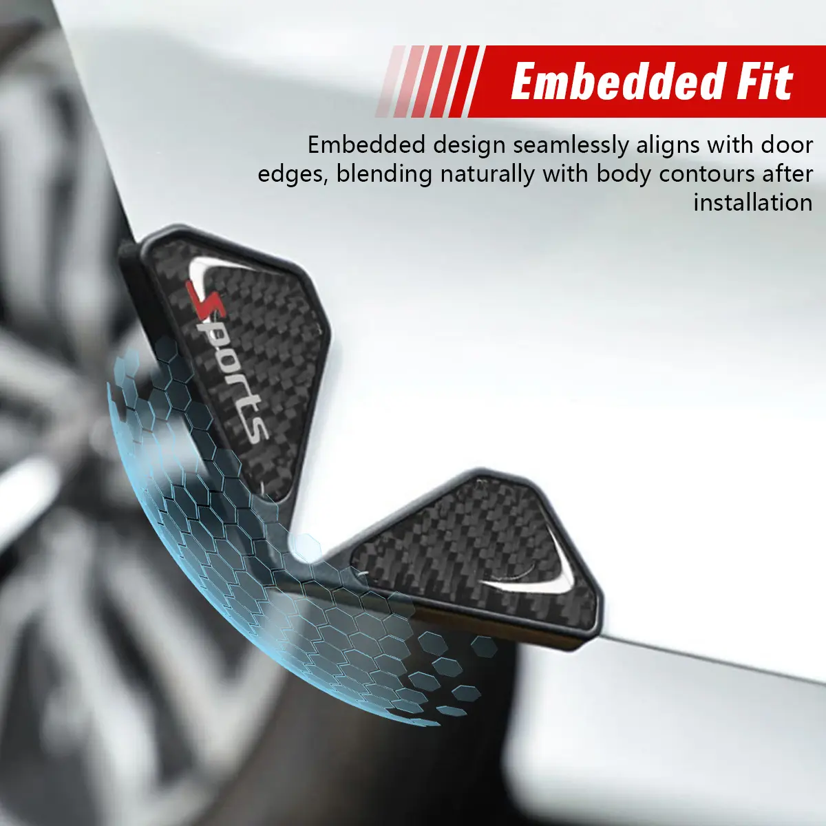 2PCS Universal Car Door Edge Protectors, 2PCS Carbon Fiber Look Door Corner Guards, Self-Adhesive Anti-Scratch Anti-Collision Bumper Protection Accessories for Cars SUVs Trucks