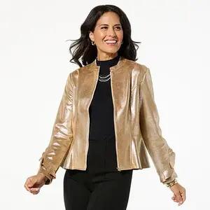 Christian Siriano C Wonder by Christian Siriano Metallic Knit Ruffle Jacket