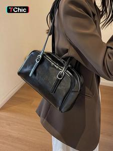 women's minimalist trendy pu leather tote bag, casual large capacity vintage shoulder bag, zipper retro shoulder clutch bag for women for daily use
