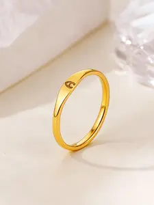 Unisex Stainless Steel Initial Ring, Waterproof & Fade-Resistant, Fashionable Jewelry for Daily Wear, Perfect Gift for All Occasions