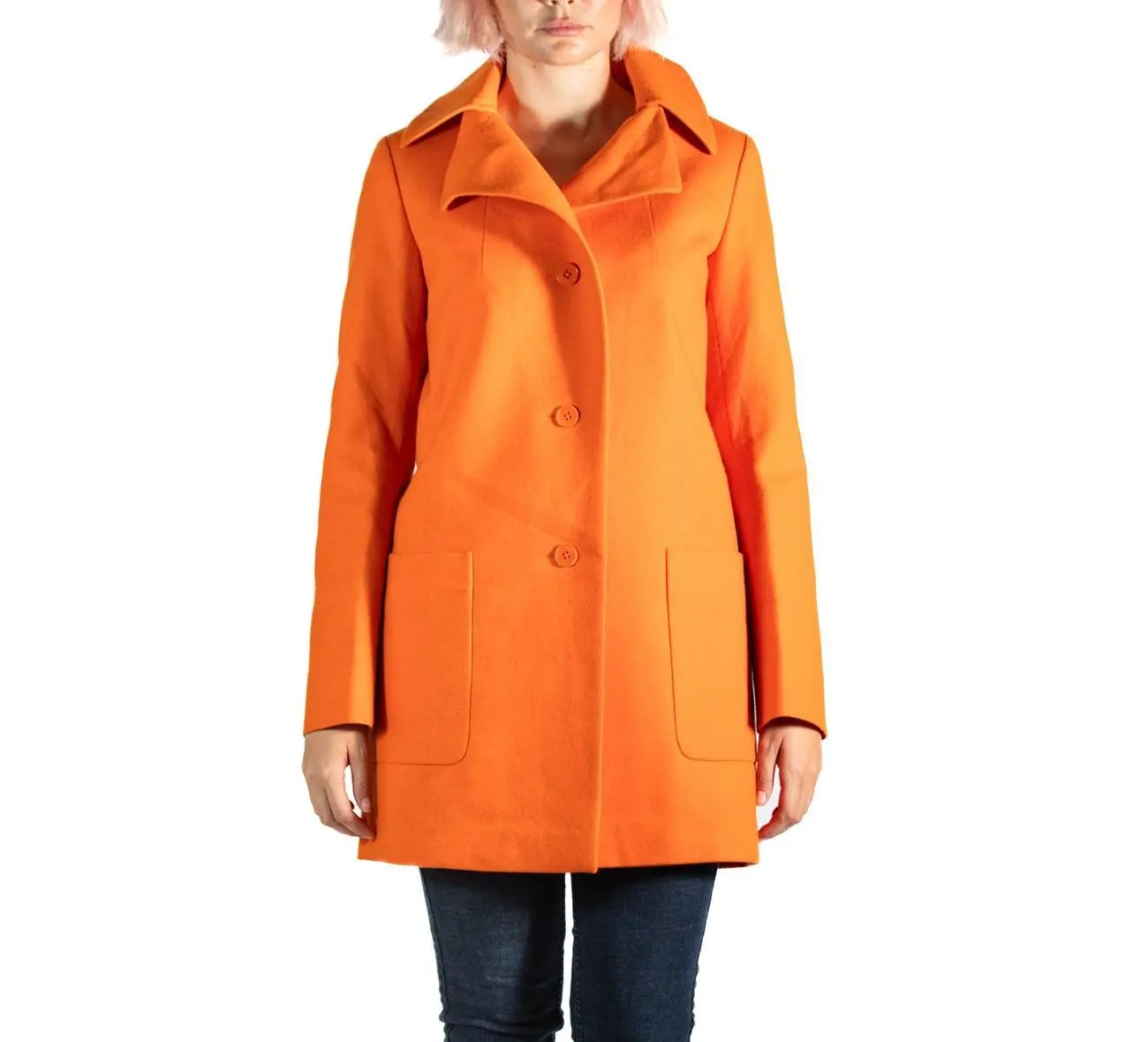 2000S JILL  SANDER Orange Wool Pea Coat