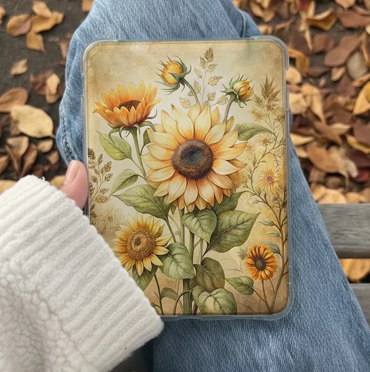 Aesthetic Sunflowers Bookish Insert Card for Kindle Clear Case, Device Accessory for Book Lovers, Cozy Reading Decor