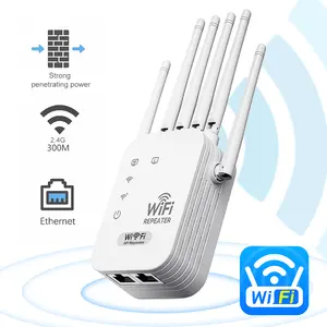 WiFi Extender 2.4GHz 300Mbps,Whole House Coverage,6-Antennas Strong Penetration Repeater,Dua Modes Ethernet Port Signal Booster, Multi Device Support for Home Office Remote Work WiFi