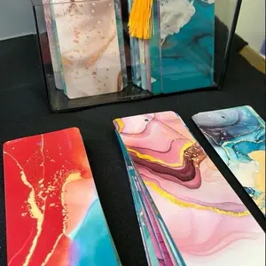 Marble Bookmark Laminated with Tassel Choice 2026 Printed Calendar Practical Reading Accessory