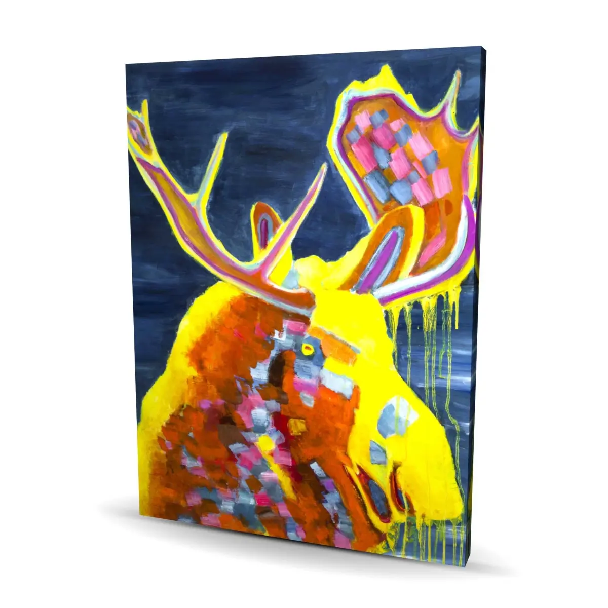Begin Home Decor C1RC36486DONMV 36 x 48 in. Colorful Moose - Contemporary Bedroom Canvas for Home Decor