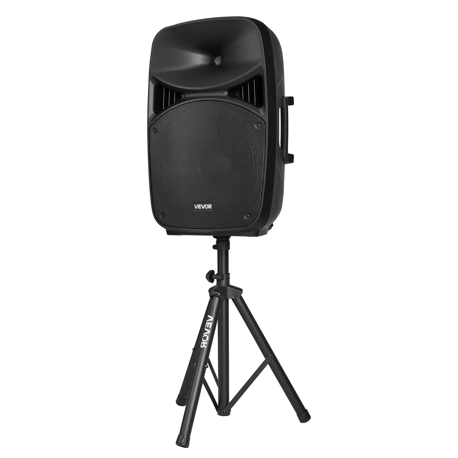 VEVOR Portable PA Audio System Kit, 2000W (PMPO) Powered, 3-Channel Mixer, Dual Stereo Speakers, Bluetooth, Microphone, Compact Stands, USB/SD Inputs, Remote Control, Shockproof, 17.52 x 14.17 x 26 in, 63.05 lbs, 1% THD, for DJs, Outdoor Performances