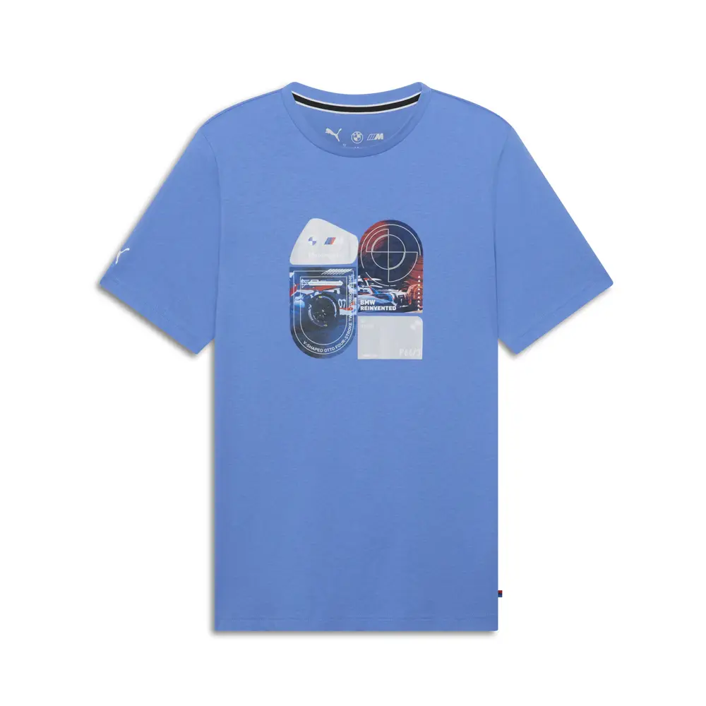 PUMA Mens Bmw M Motorsport Car Graphic Crew Neck Short Sleeve Casual Tops Casual - Blue