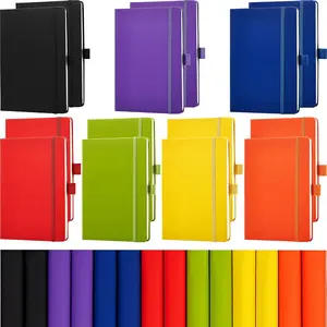 14 Pack Hardcover Journal Notebooks Bulk Journaling Notebook Wide Ruled PU Leather Ruled Lined Journals with Pen Holder for School Business Work Writing (Bright Color,A5)