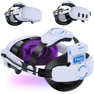 for Oculus Meta Quest 3/2 Head Strap With 7500mAh Battery, VR Headset Accessories for Quest 3 Battery Strap Extend Playtime, Elite Strap with Double Adjust Knob Enhanced Support & Comfort & Reduce Pressure