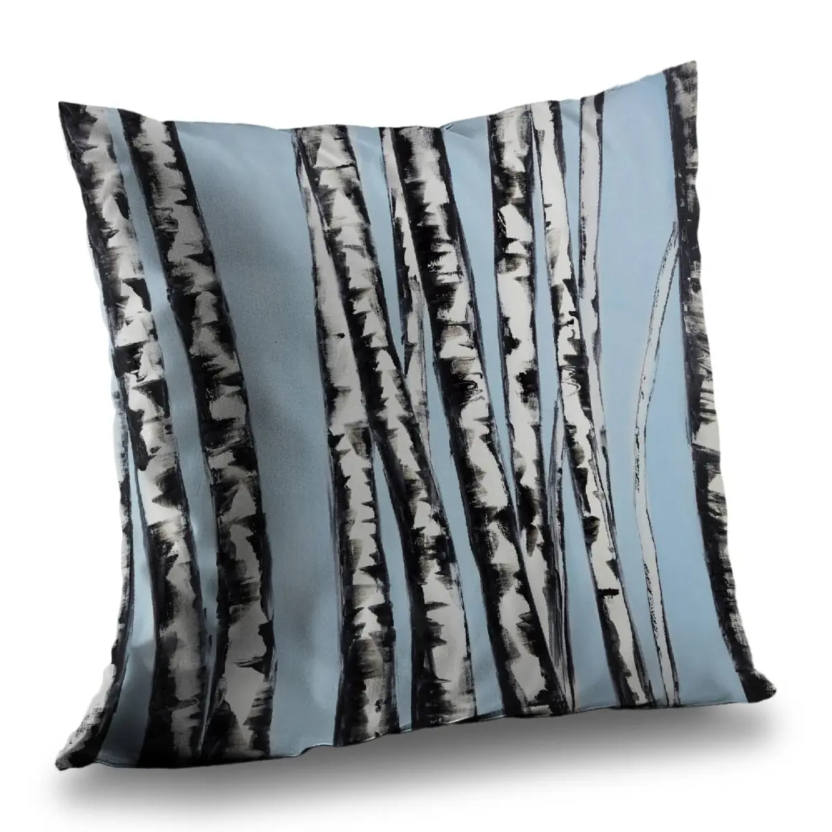 Begin Home Decor C1PT1414N6V3FY Decorative Natural Modern Art Pastel Birch Trees Poly Twill Throw Pillow - 14x14 in., Soft, Durable, Machine Washable, Retains Shape, for Couch/Bed Living Room Setup, Artistic Design Match