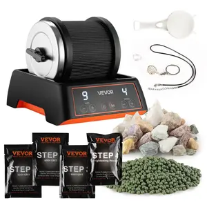 VEVOR Rock Tumbler Kit,  2 lbs Rock Polishing Kit, 4 Speed Settings 9-Day Polishing Timer Stone Polishing Kit, Rock Polisher with Rough Gemstones and Polishing Grits, Rock Polisher for Adults Kids