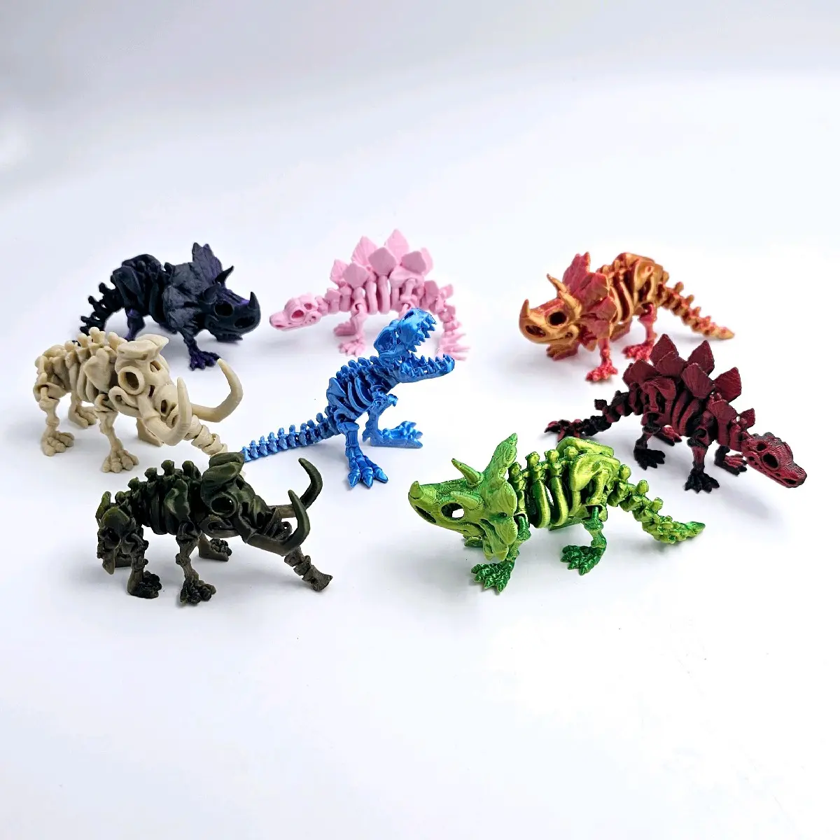 3D Printed Mini Skeleton Figurine Set with Optional Matching Egg Decor