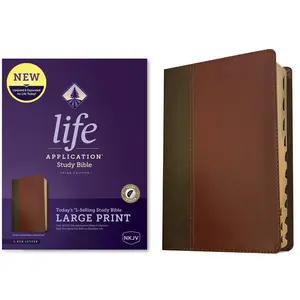 NKJV Life Application Study Bible, Third Edition, Large Print (Leatherlike, Brown/Mahogany, Indexed, Red Letter) -- Tyndale - Bible