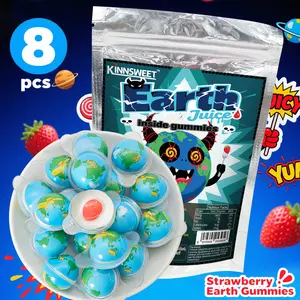 3D Earth Gummy, Strawberry Filling, QQ Chewy, Kids' Sweet Treats, Aesthetic Gift, Individually Wrapped, Trendy Snack