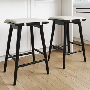 Boucle Counter Height Bar Stools Black (Set of 2)