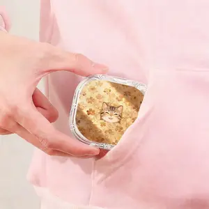 Yellow Floral Tabby Cat Print Retainer Box Anti Lost Portable Denture Storage Box Outdoor Carry Orthodontic Retainer Case Drop Resistant Scratch Proof Invisible Aligner Box