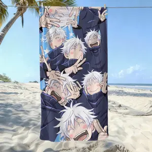 Jujutsu Kaisen Satoru Gojo beach towels are suitable for the seaside, sunset in the evening, Christmas gifts to add happiness to the family, and also fit the island vacation beach party.
