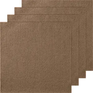 VEVOR Carpet Tiles Peel and Stick, 18x 18 Squares Self Adhesive Carpet Floor Tile, Soft Padded Carpet Tiles, Easy Install DIY for Bedroom Living Room Indoor Outdoor (10 Tiles, Dark Brown)