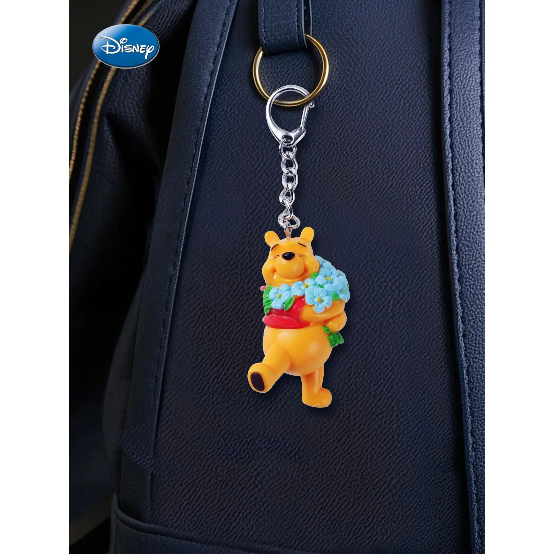 1PC Disney Officially Licensed Winnie the Pooh PVC Keychain Cartoon Character Keyring Backpack Charm Car Key Accessory Collectible Gift for Birthday and Holiday