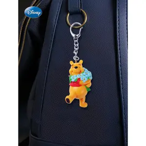 1PC Disney Officially Licensed Winnie the Pooh PVC Keychain Cartoon Character Keyring Backpack Charm Car Key Accessory Collectible Gift for Birthday and Holiday