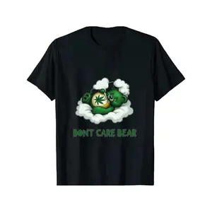 [100% Cotton] DonT Care Bear Green Cloud Chill T-Shirt With Leafy Vibes.
