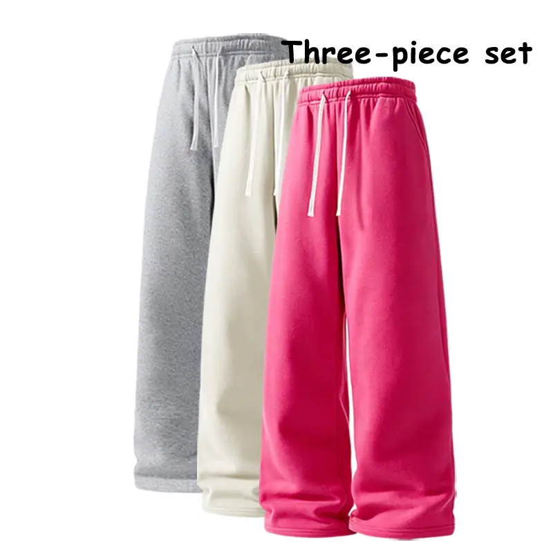 Men’s 3-Pack Cozy Lounge Pants, Drawstring Wide-Leg Sweatpants, Relaxed-Fit Everyday Joggers for Home & Street