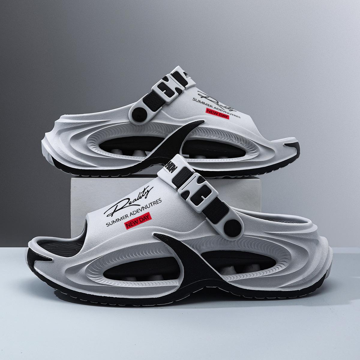 Men's EVA Slide Sandals - Thick Sole, Lightweight Cushioned Walking Shoes, Eva Upper, Waterproof, Slip-Resistant, Breathable, Flexible, Modest Ankle, Easy Slip-On, Casual Street Footwear for Summer Beach, Outdoor Wear, Indoors