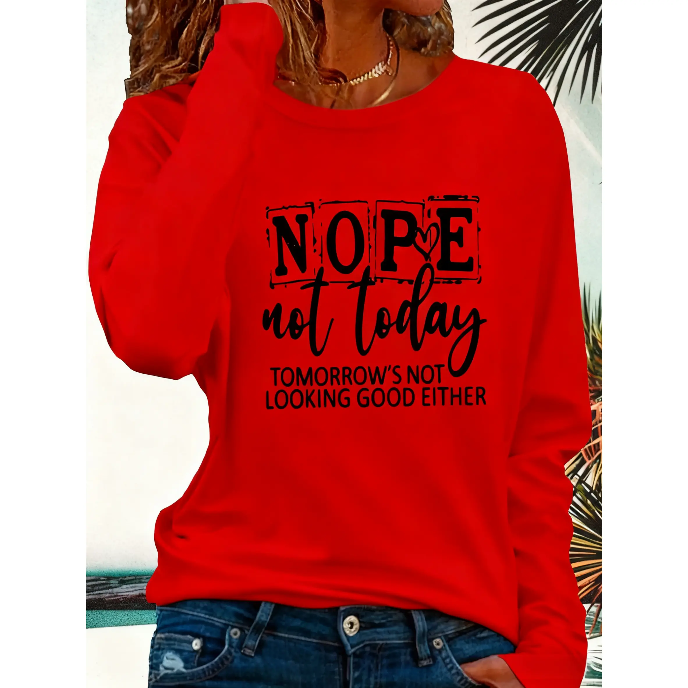 NOPE letter printed autumn and winter long sleeve T-shirt - TikTok
