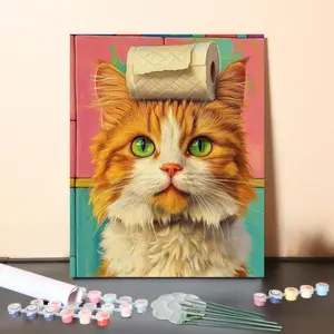 DIY Malen nach Zahlen Set-"Papierkatze"