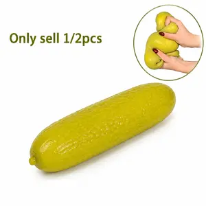 1/2PCS Realistic Pickle Stress Relief Toy, Stretchy Slow Rebound Fidget Toy, Flexible Rubber Anxiety Relief Hand Toy, Funny Food-Shaped Sensory Toy, Unique Party Favor for Adults