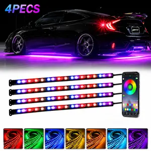 RGB Car Underglow Lights - 4PCS LED Neon Underbody Strip Kit, APP Control & Music Sync Waterproof Exterior Ambient Lighting for Cars, SUVs & Trucks, Car Accessories & Car Decor