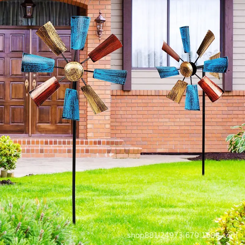 Creative handmade metal windmills, outdoor Yard decorations, wrought iron garden ornaments, airplane shaped fashionable windmills, garden decorations, holiday gifts