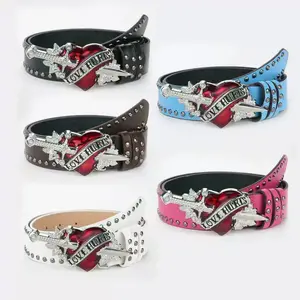 Heart-Piercing Sword Large Buckle Belt, Unique Hot Girl Ins-Style Belt, Decorative Trendy Punk Style Belt for Young Women